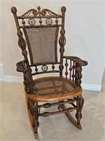 Highly Decorative Vintage Cane Seat & Back Rocker