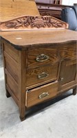 ANTIQUE CARVED OAK DRY SINK