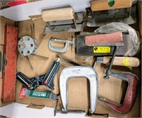 Box Of Assorted Clamps & Tools