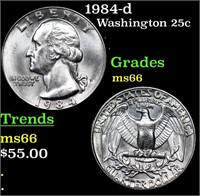 1984-d Washington Quarter 25c Grades GEM+ Unc