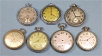 (7) Art Deco Pocket Watches for Repair