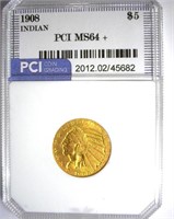 1908 Indian Gold $5 PCI MS-64+ LISTS FOR $5000