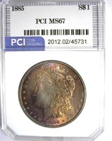 1885 Morgan PCI MS-67 Iridescent Toning