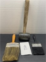 Rubber Mallet and paint brushes