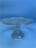 Vintage Glass Cake Stand with Icing/Rum Well