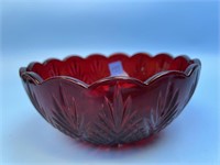 Vintage Ruby Red Serving Bowl