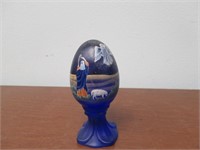 Fenton Art Glass Nativity Egg on Stand