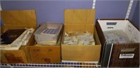 4 boxes and tub of stamps