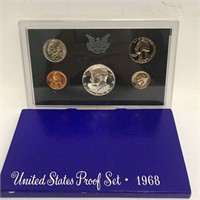1968 Us Proof Jet With Silver Kennedy Half Dollar