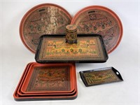 Selection of Asian Lacquer Trays & Boxes