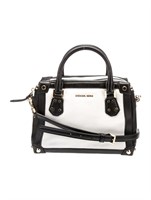 Michael Kors White Leather Jacquard Top Handle Bag