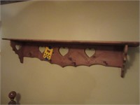 Shelf with Hearts and Coat Hangers - Approx 60"
