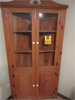 Nice Pine Corner Cabinet - 2 Glass Doors -