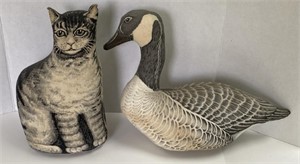 Canadian Goose and Cat Stuffed Door Stoppers,
