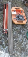 Surveyors tripod unit with measuring stick with
