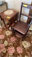 WOOD CHAIR/STEP STOOL AND SMALL WOOD