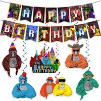 Cartoon Gorilla Game Theme Banner for Birthday