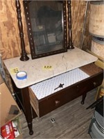 2 drawer dresser with mirror marble top