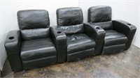 Leather Reclining Home Theater Seats 3 Piece