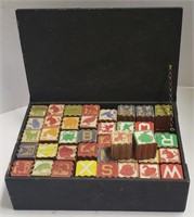 Box of Wooden Childrens Alphabet Blocks