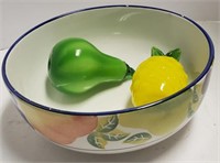 Ceramic Fruit Bowl w/ Glass Fruits