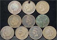 Nice Group of 10 Indian Head Cents from Estate