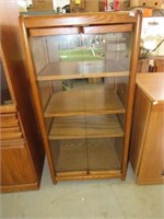 Glass Door Oak Stereo Cabinet