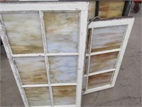 3 Wood Windows with Carmel Slag Glass