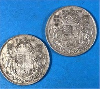1940 & 1943 50 Cents Silver Canada