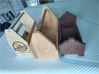 3 Wooden Bottle Carriers