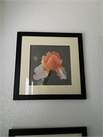 Embroidered Framed Silk Art - Orange Orchid