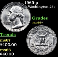 1965-p Washington Quarter 25c Grades GEM++ Unc