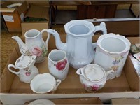 Various teapots, sugars, creamers