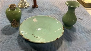 Two Vases and Center Bowl