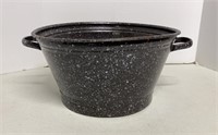Vtg Grey Enamel Spongeware Pot