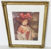 Antique Framed "Promised Rose" Print 25"x31"