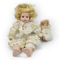 VTG Porcelain Sitting Doll w/ Doll Stand