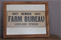 1947 FARM BUREAU ONE MILLION STRONG CARDBOARD SIGN