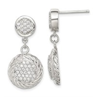 Sterling Silver- Crystal Circle Dangle Earrings