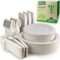 250 Piece Biodegradable Paper Plates Set