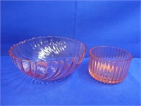 (2) Pink Glass Bowls