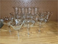 16 VARIOUS ETCHED GLASSES