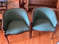 PAIR UPHOSTERED ARM CHAIRS