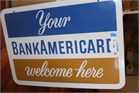 Vintage 1972 BankAmericard 2 Sided Metal Sign