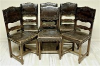 Beautiful Embossed Leather Oak Chairs.