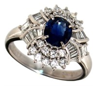 Platinum 1.75 ct Natural Sapphire & Diamond Ring