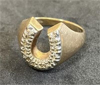 10K Gold & Diamond Horseshoe Ring 5.5 Grams