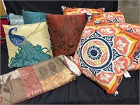 Decorative pillows and shower curtain
