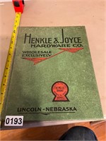 Henkle and Joyce Hardware Wholesale Book- Vintage