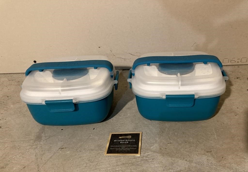 Set of 2 Teal Modular Lunch Containers